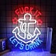 White Anchor with Red Fuck It and Dark Blue Let's Drink Neon Sign Bar Fun