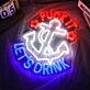White Anchor with Red Fuck It and Dark Blue Let's Drink Neon Sign Bar Fun