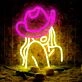 Woman in Deep Pink Hat Neon Sign Fashion Statement