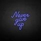 never give up neon sign