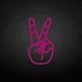 Peace hand symbol neon sign