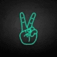 Peace hand symbol neon sign