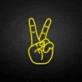 Peace hand symbol neon sign