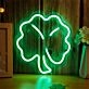 Brighten Your Bar, Office, or Wedding in Style with the Clover Shape Green LED Neon Sign.