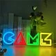 Brighten Up Your Gaming Room, Bar, or Party Ambiance with the Game LED Neon Sign in Vivid Ice Blue, Red, Green, & Yellow.
