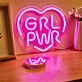 Brighten Up Your Feminine Space: Grl Pwr With Heart LED Neon Sign for Home Decor, Office, or Girl Power Events.