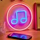 Enhance Your Space: Note LED Neon Sign perfect for Home Decor, Bars, and Music Events.