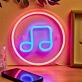 Enhance Your Space: Note LED Neon Sign perfect for Home Decor, Bars, and Music Events.