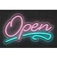 Brighten Up Your Bar, Office, or Storefront with the Open With Squiggle Line LED Neon Sign.