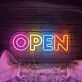 Brighten Up Your Space: Rainbow Open LED Neon Sign - Perfect for Home Decor, Bars, and Festive Celebrations.