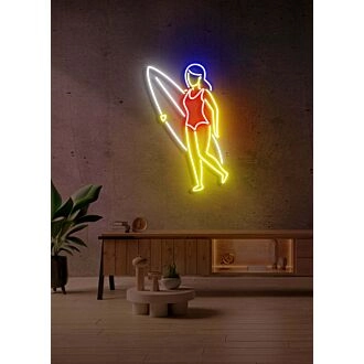 Surfer Girl Neon Wave for Beach Enthusiasts From 30inch