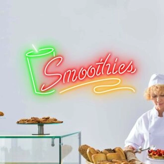 Smoothies Colorful Neon Sign for Healthy Cafes