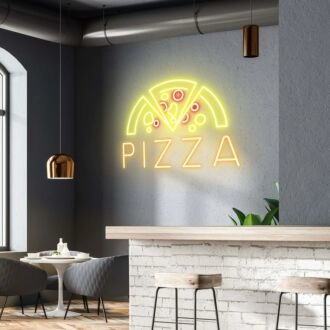 Customize Pizza Trio Slice Savor the Variety with Colorful Neon