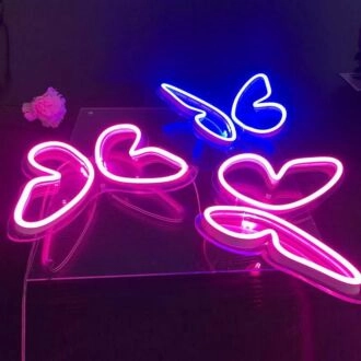 3 Butterflies On One Board Neon Sign