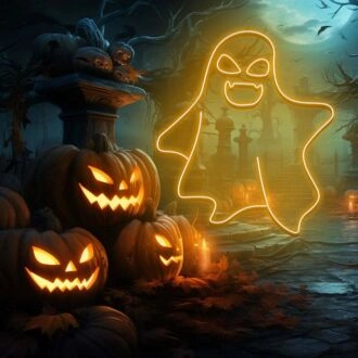 Cute Ghost LED Neon Sign - Halloween Wall Art for Spooky Decoration