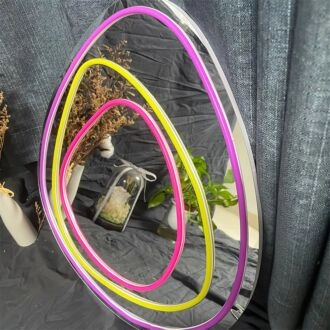 Brighten Your Spaces from Living Rooms to Bars with the Aesthetic Wavy Selfie Mirror LED Neon Sign.