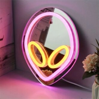 Transform Your Space: Aliens Shape Mirror LED Neon Sign Perfect for Bars, Gaming Rooms, and Sci-Fi Themed Events