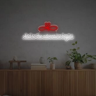 Brighten Your New Beginnings: Perfect for Weddings, Graduations, and Home Decor with And So The Adventure Begins LED Neon Sign.