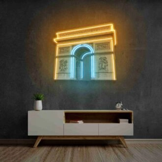 Add a Parisian Charm to Your Space: Ideal for Home Decor, Bars, and Romantic Weddings with Arc De Triomphe Led Uv Neon Sign For Modern Living Room Wall Art.