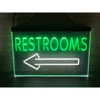 Arrow Left Toilet Dual LED Neon Sign for Functional and Informative Spaces