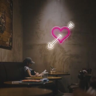 Brighten Your Love Story: Arrow Through The Heart LED Neon Sign for Romantic Dinners, Engagements, and Wedding Celebrations
