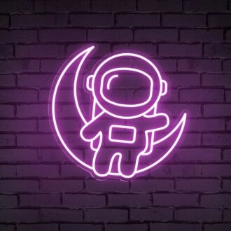 Light Up Your Space Adventure: Astronaut Sitting On The Moon Cute Neon Sign for Kids' Rooms, Play Areas, and Themed Parties