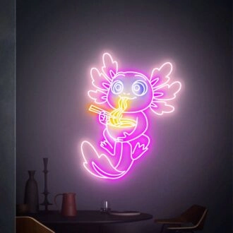 Brighten Your Space: Perfect for Home Decor, Office Ambiance, and Party Vibes with Axolotl Neon Light Axolotl Ramen Neon Sign Cute Axolotl Gifts.