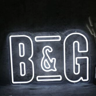 B And G White Neon Sign
