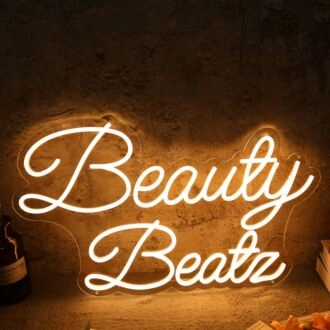 Beauty Beatz Yellow Neon Sign