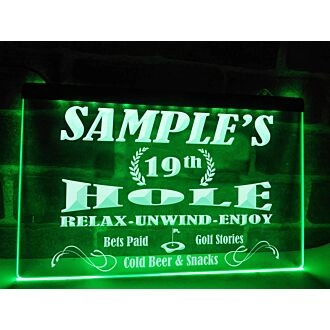19th Hole Personalized Hanging Neon Sign