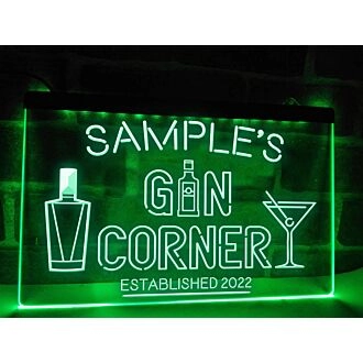 Gin Corner Personalized Hanging Neon Sign