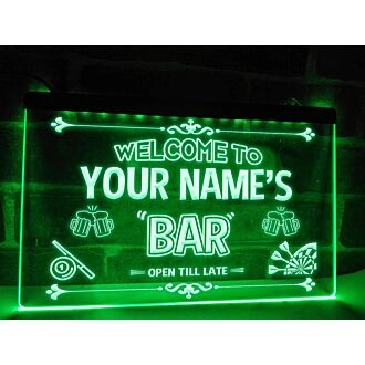 Beer, Pool & Darts Bar Personalized Hanging Neon Sign