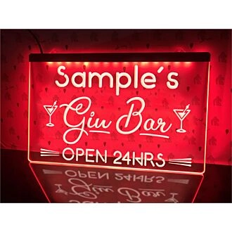 Gin Bar Personalized Hanging Neon Sign
