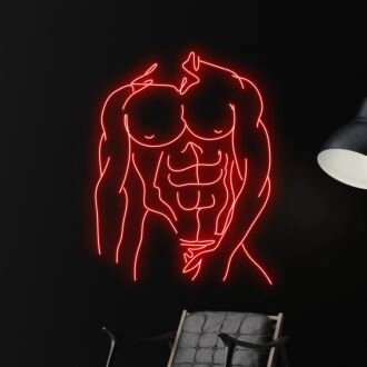 Brighten Up Your Bar, Club, or LGBTQ+ Events with the Bikini Naked Male LED Neon Sign in Stunning Red.