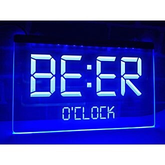Beer O'clock Bar Hanging Neon Sign