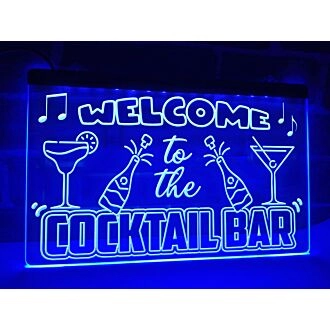 Welcome to the Cocktail Bar Hanging Neon Sign