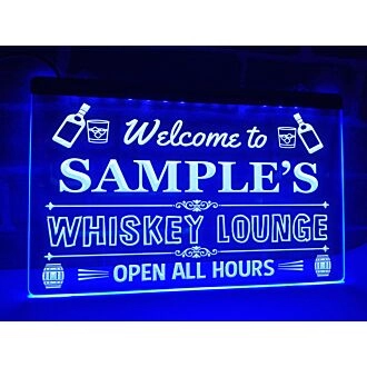 Welcome to My Whiskey Lounge Personalized Hanging Neon Sign