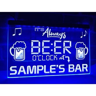 It's Always Beer O'clock at My Bar Personalized Hanging Neon Sign