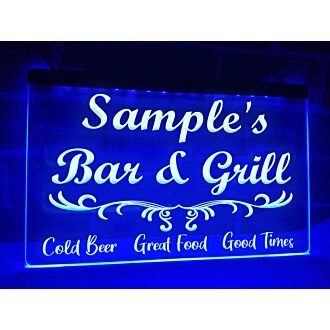 Bar and Grill Personalized Hanging Neon Sign