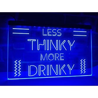 Less Thinky More Drinky Bar Hanging Neon Sign