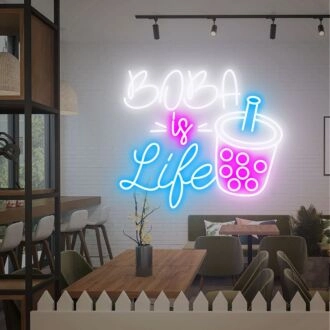 Brighten Up Your Space: Boba Is Life Neon Sign Bubble Tea LED Sign Perfect for Home Decor, Boba Tea Shops, and Celebratory Events.