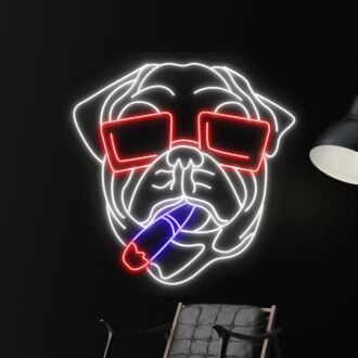 Brighten Your Bar, Man Cave, or Gaming Room with Bulldog Smoking LED Neon Sign – The Cool Smoking LED Sign for Versatile Decor.