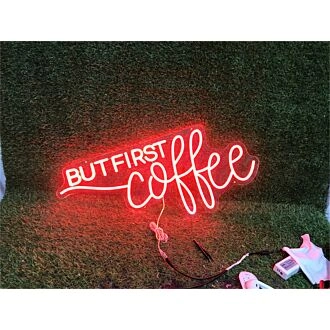 Enhance your cafe or kitchen ambiance with the vibrant But First Coffee In Red LED Neon Sign, perfect for coffee lovers and late-night gatherings.