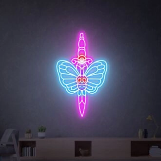 Brighten Your Space: Butterfree And Aegislash Anime Led Neon Light - The Perfect Cute Neon Sign for Home Decor, Office Charm, and Party Ambiance.