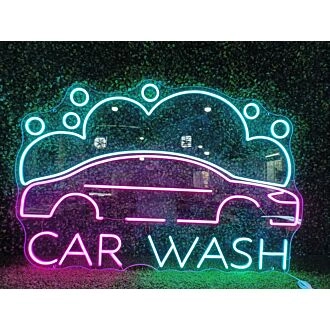 Brighten Your Garage, Bar, or Auto Shop Ambiance with the Car Wash LED Neon Sign.