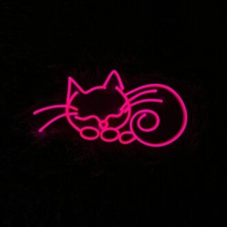 Brighten Your Home Office or Add Fun to Parties with the Cat Line Art Sleeping LED Neon Sign - A Versatile Decor Piece.