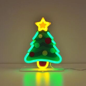 Christmas Tree Emoji Neon Sign for festive holiday decorations