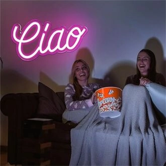 Ciao Pink LED Neon Sign: Perfect for Adding a Warm Glow to Your Home, Office, or Setting the Mood at Weddings and Parties.