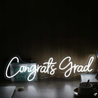 Congrats Grad White Neon Sign