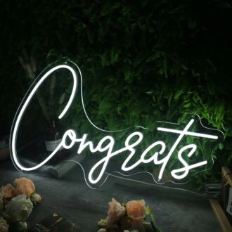 Congrats White Custom LED Neon Sign